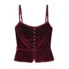 Spring New Women's Clothing French Sexy Style Lace Silm Four-Leaf Clover Decorative Buttons Velvet Spaghetti Straps Vest