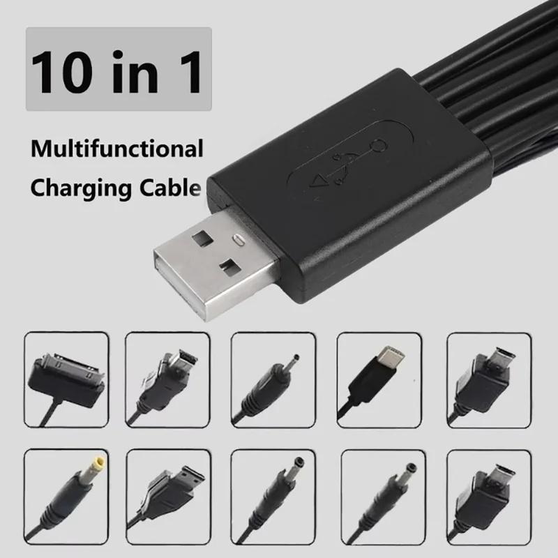 10 in 1 Multi Head USB Charging Cable Universal Phone Charger Cord with Multiple Adapter Plugs for Samsung Nokia Xiaomi Huawei