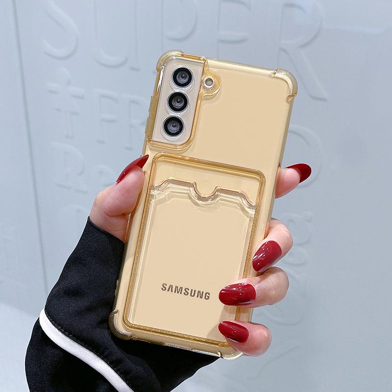 Толстый кошелек-кардхолдер, прозрачный чехол для телефона для Samsung Galaxy S21 FE S22 S23 Plus Fundas S21FE S22 S23 Ultra 5G, чехол с мягкими углами