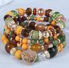 Bohemian Ethnic Multi-Layer Heart Pendant Bead Bracelet