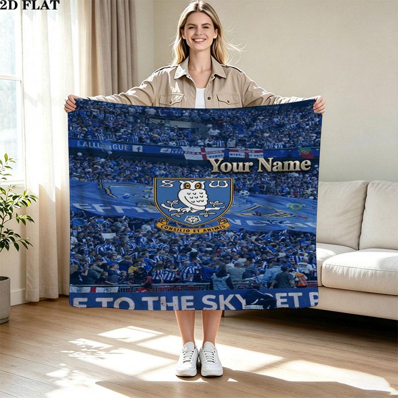 1PC Sheffield Wednesday Football Club Custom Name Patterned Flannel Blanket Suitable For All Seasons for Home Decor Warmth and Comfort Gifts Holiday P