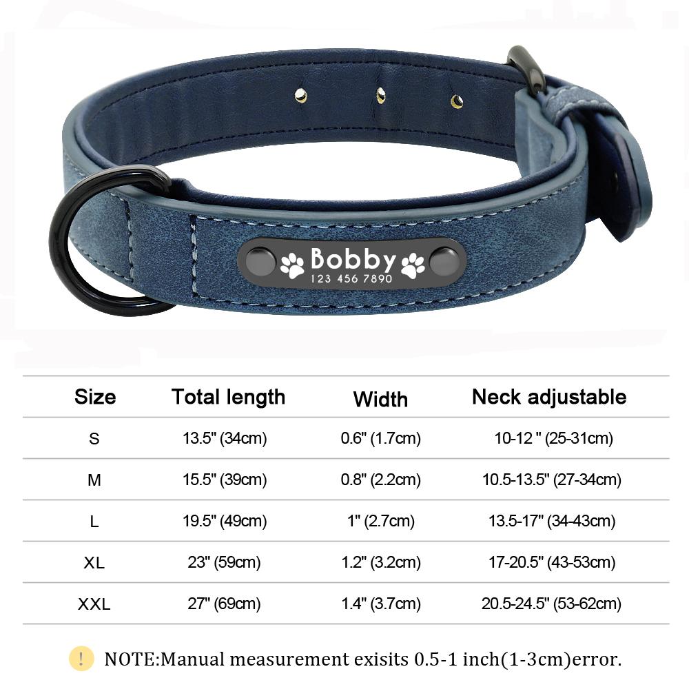 Индивидуальный кожаный ошейник для собак, персонализированные ошейники с бесплатной гравировкой имени для маленьких, средних, больших собак, питбулей, лабрадоров, XS-XXL