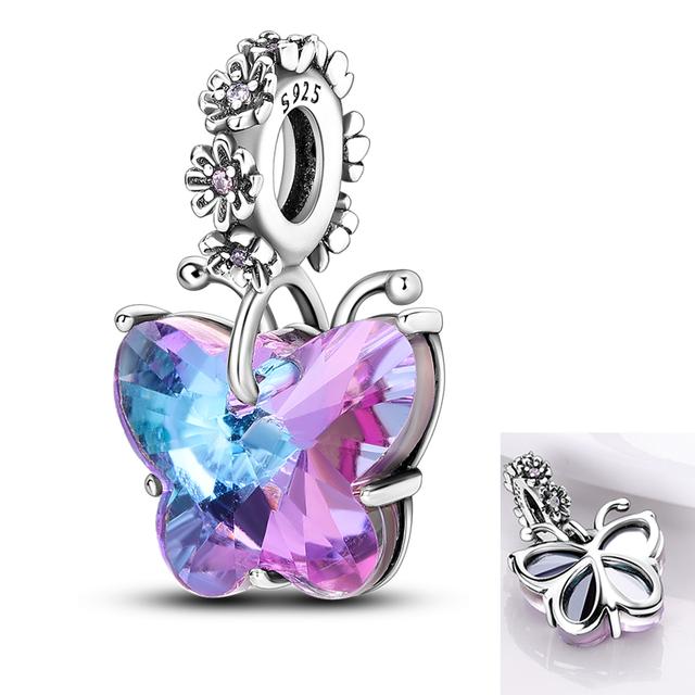 2023 Подвески-бусины из серебра 925 пробы Кот Светлячок Бабочка Дружба Висячие Подходят Браслету Ювелирные Изделия Своими Руками