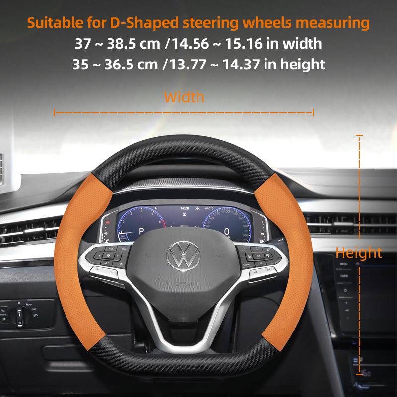 vcxja9 Suitable for Volkswagen Breathable Leather Matte Carbon Fiber Texture Steering Wheel Cover Suitable for Polo Golf 5 6 7 Gol Cc Passat B6 B8