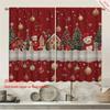2 Pieces of Red Background Christmas Tree Santa Claus Window Screen Home Decoration Style Decoration Living Room Curtains