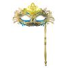 Fancy Party Masque Metal Masque with Handheld Stick Half Face Venetian Masque with Rhinestones for Women Men Prom Ball Mardi Gras Masquerade