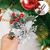 5/1Pcs Glitter Artificial Christmas Flowers Red Berries Xmas Tree Ornaments New Year Gifts Christmas Wedding Party Decorations