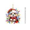 Flat Acrylic Christmas Surface Pendant With Cute Puppy Checkered Design Scarf