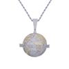 2 Tone Round Brass Pendant Men Hip Hop Necklace Full Bling Cubic Zirconia CZ Fashion Jewelry