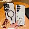 KEYSION Прозрачный чехол с магнитной окантовкой для MagSafe для Samsung Galaxy S26 Ultra 5G S26+ Ударопрочный защитный чехол для телефона с защитой объектива