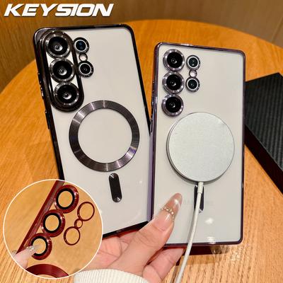 KEYSION Прозрачный чехол с магнитной окантовкой для MagSafe для Samsung Galaxy S26 Ultra 5G S26+ Ударопрочный защитный чехол для телефона с защитой объектива