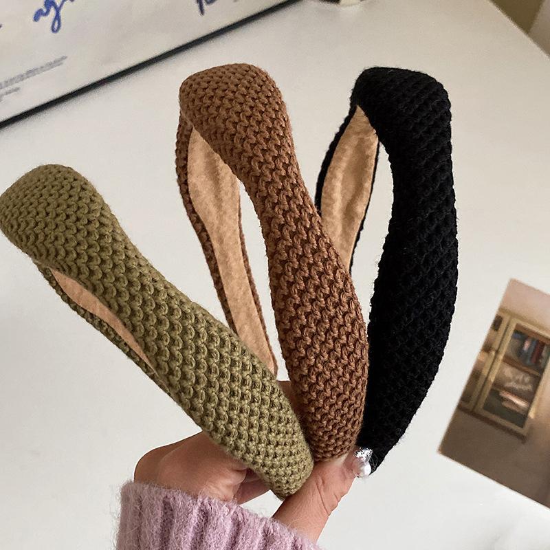 New Korean Irregular Knitted Hairband Vintage Handmade Wide Headbands Hair Hoop Scrunchies Women Hair Accessories Headwear Gifts