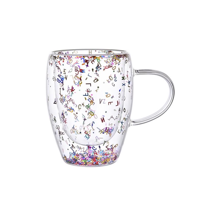 Двухслойная термостойкая стеклянная кофейная кружка с ручкой