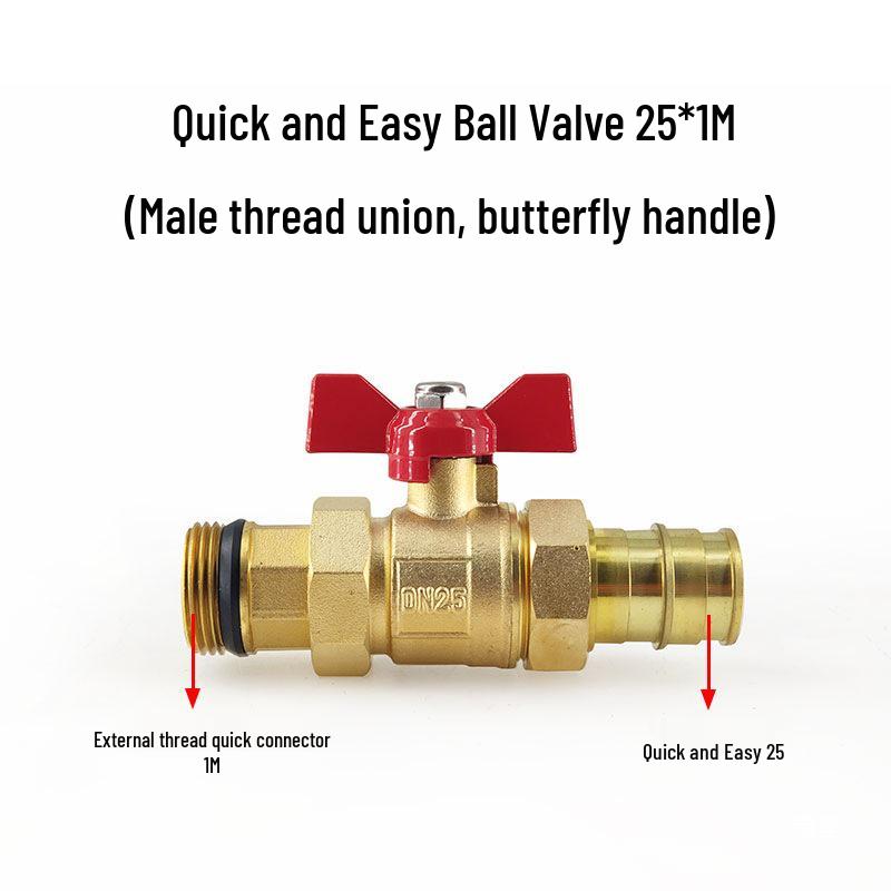 Quick Install 2-Way Splitter Valve: Straight-Angle Ball Valve for PEXA, QE-Compatible