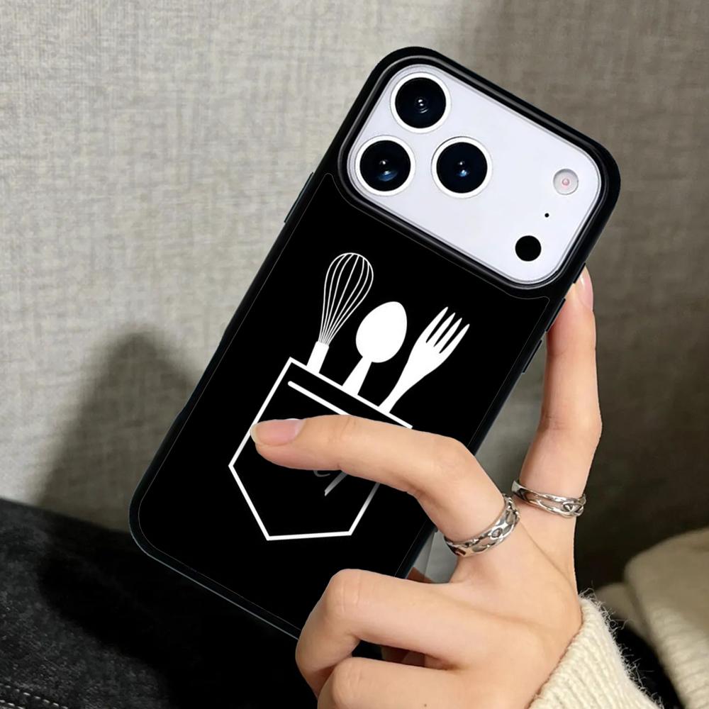 Чехол Case для iPhone 17 Air 16 Pro Max 15 Plus 11 13 Mini 14 12 Задняя крышка телефона Любовь Выпечка Кухонный нож мягкий