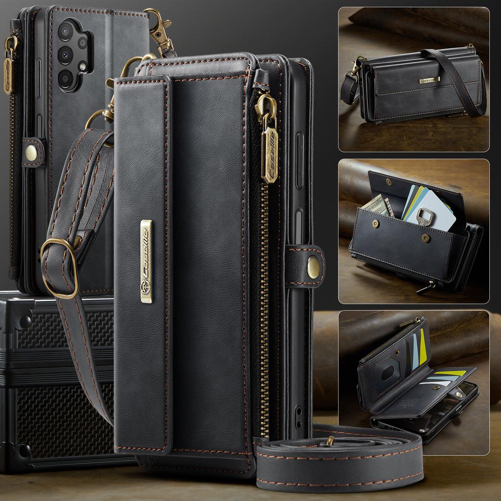 For Samsung Galaxy A13 5G/Galaxy A13 4G Case CASEME C39 RFID Blocking Zipper Wallet Stand Leather Cover with Strap
