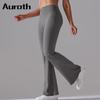 Брюки-клеш Auroth, женские брюки с высокой талией для фитнеса, йоги, однотонные широкие брюки с эффектом пуш-ап