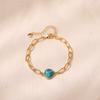 Vintage Geometric Irregular Turquoise 18k Gold Plated Chain Bracelet For Women