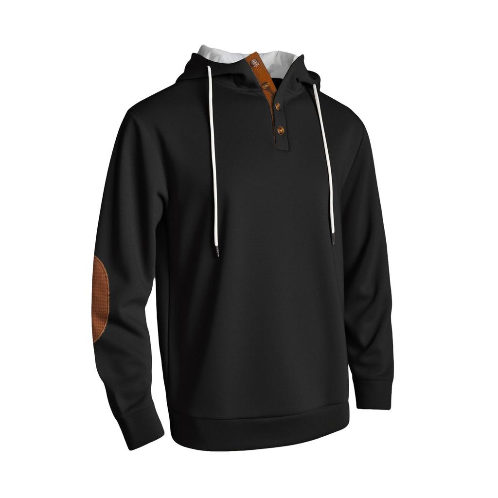 Men's Casual Composite Loose Fitting Pullover Solid Color Hooded Sports Thick Hoodie