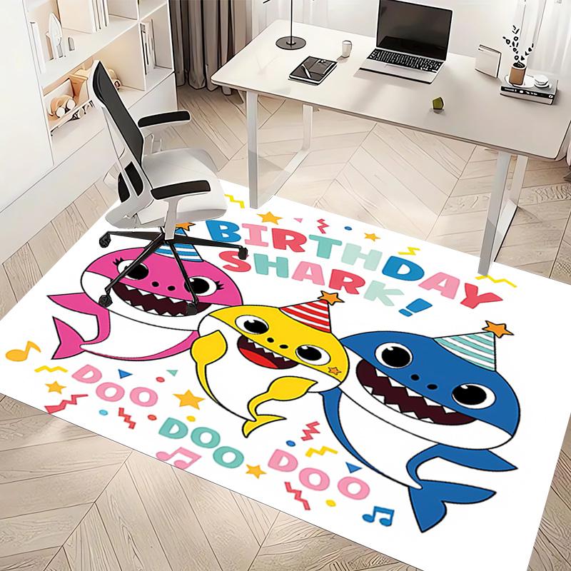 1pc B-Baby Shark Print Area Rug - Soft, Washable Non-Slip Indoor Mat, Living Room, Home Office Decorative Rug,Office Decorative