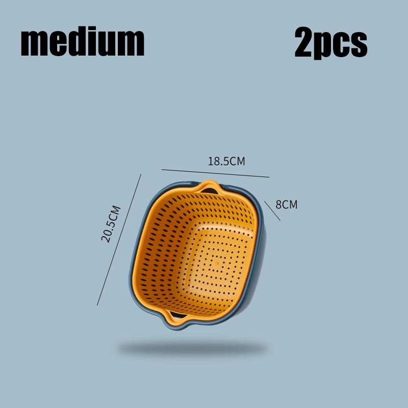 Многофункциональная корзина для мытья посуды для фруктов и овощей, двухслойная дренажная корзина, пластиковая полая дренажная корзина