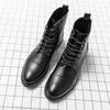 Мужские длинные кожаные ботинки со шнуровкой, деловые байкерские ботинки, дизайнерская кожаная обувь, повседневные кожаные ботинки с высоким берцем, ботинки для байкеров