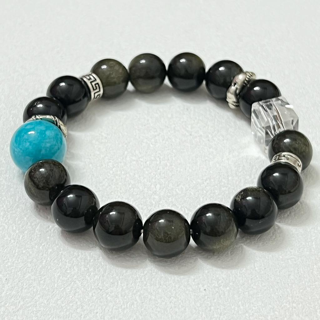 Натуральные бусины из обсидиана, браслеты для мужчин, 12 мм, каменный браслет-стренд для энергетической защиты, заземления, снятия стресса, защиты от негативной энергии, DIY ювелирные изделия, подарки