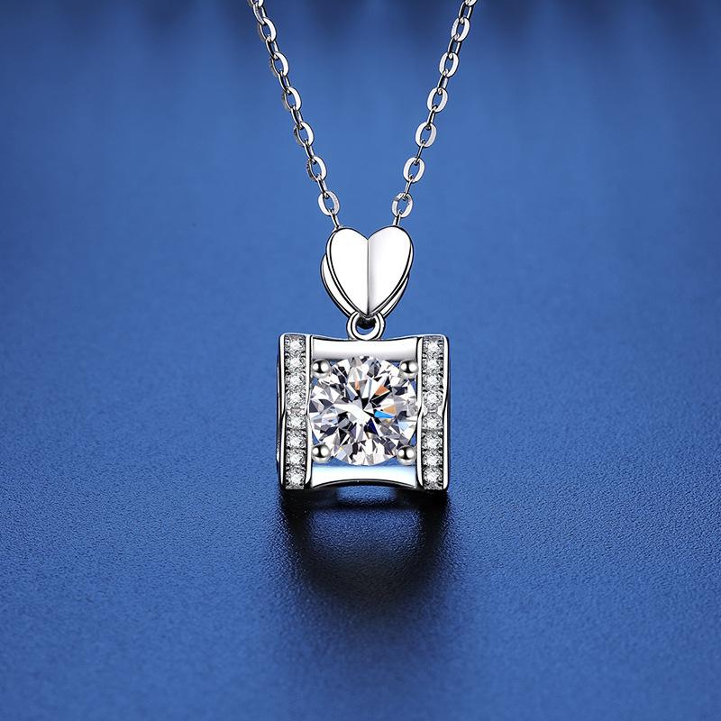 Bague Ringen Стерлинговое серебро S925, женские ювелирные изделия, 1 карат, муассанит, бриллиантовое ожерелье, цепочка на ключицу, подарок на день Святого Валентина для подруги