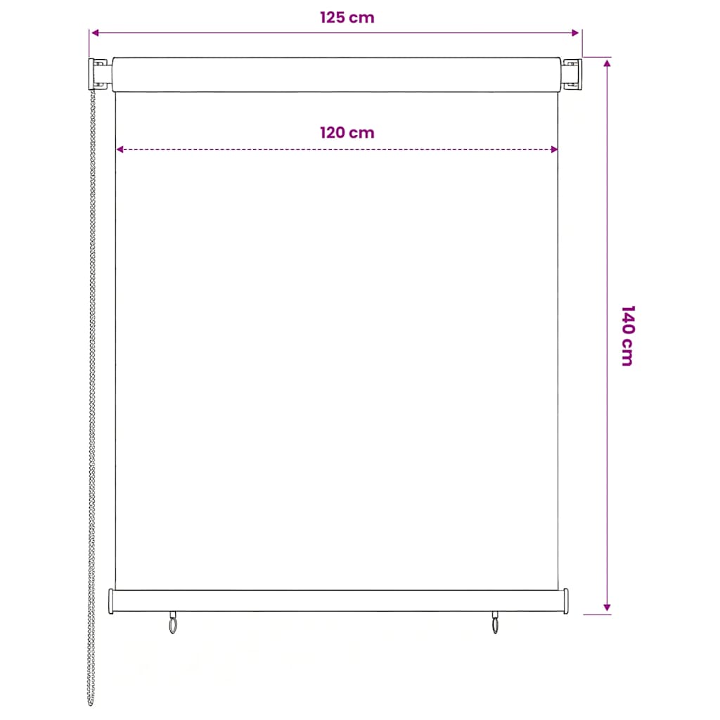 Outdoor Roller Blind 120 x 140 cm Brown