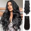 Синтетические длинные волнистые вьющиеся волосы на клипсах для наращивания волос термостойкие волокна полная толстая голова шиньоны для женщин повседневная одежда