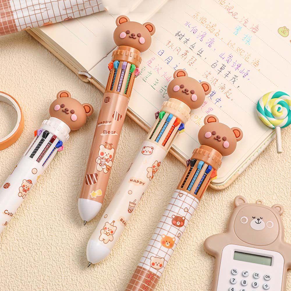 Office Supplies Stationery Student Writing Pens Cartoon Bear Ballpoint Pen Ten Color Ball Pen
