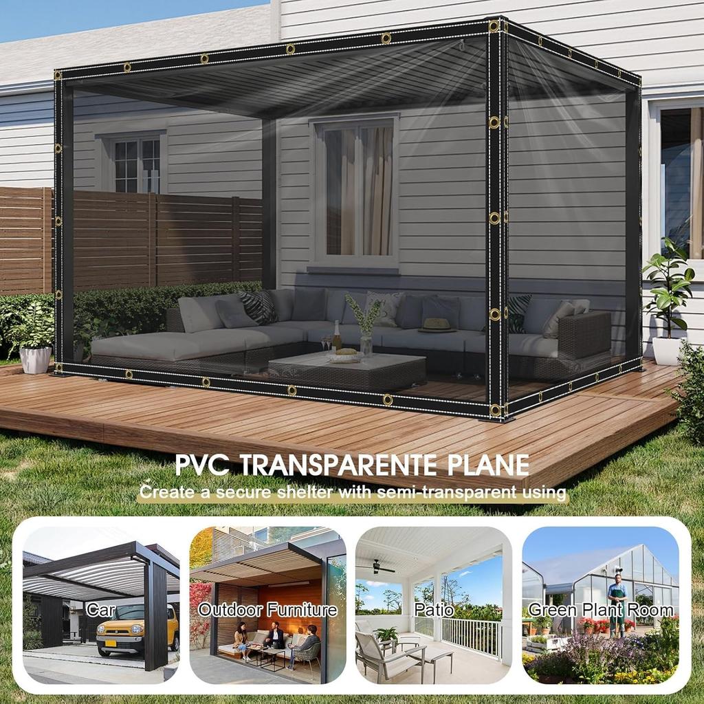 Weatherproof PVC Tarpaulin With Eyelets, UV Protection, Transparent Patio Cover For Plants
