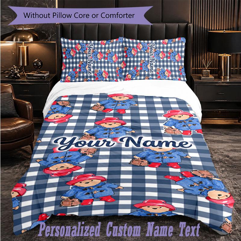 Personalized 3Pcs Bedding SetPaddington Custom Text Duvet Cover Pillowcase Set Bedroom Gift