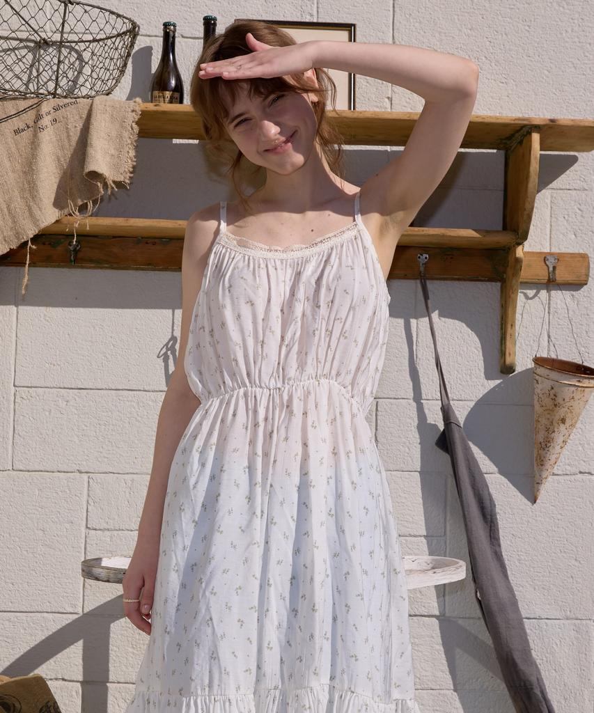 Wioi Boho Floral Cami Tiered Dress_Ivory