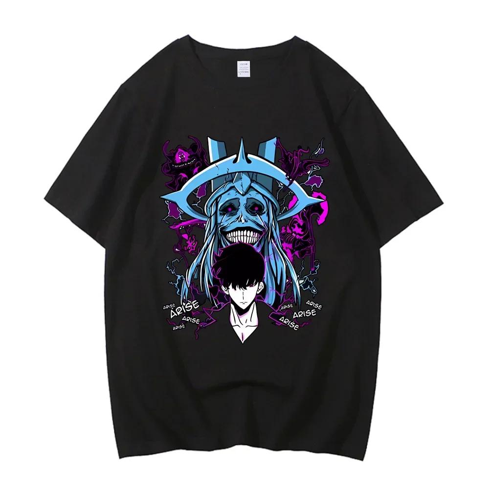 ZX TEE Горячая футболка для соло-прокачки Мужчины женщины Сон Джин У Аниме Графические футболки Хлопок Высокого качества Короткий рукав Уличная одежда Мужская