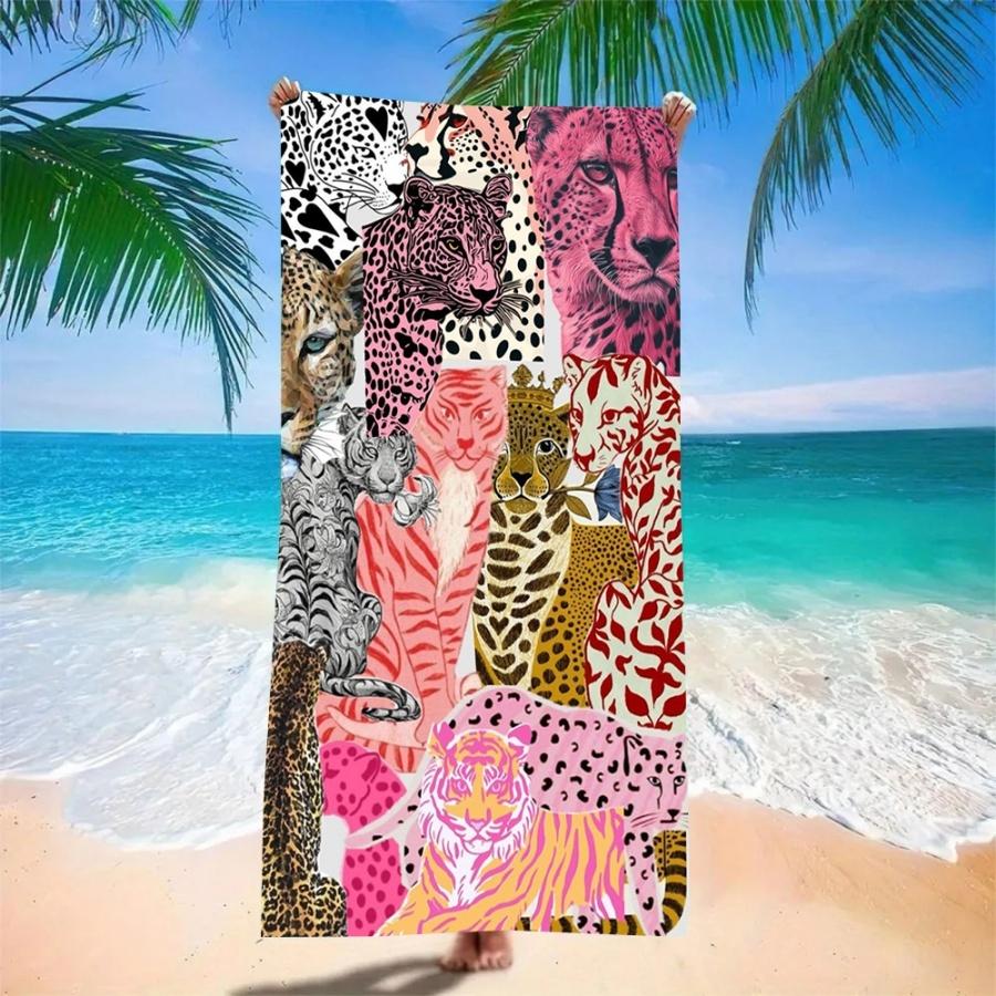 Boho Beach Towel Oversized Sand Free Quick Dry Microfiber Vintage Persian Rug Print Blue Towels for Adults Swim Camping Travel