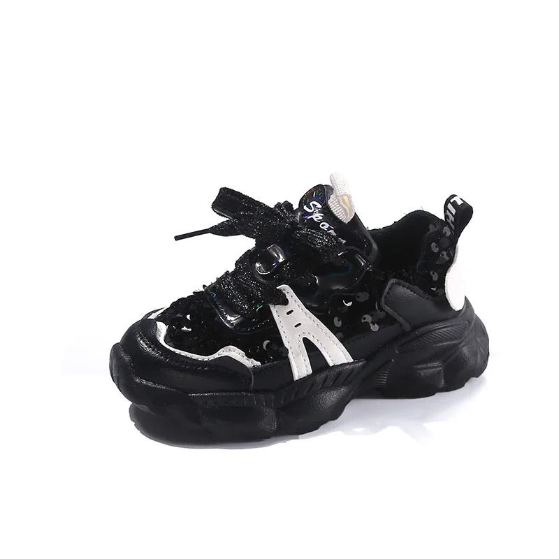 2024 Детские модные кроссовки для девочек, осень, новый корейский стиль, мягкая подошва, удобная внешняя нескользящая спортивная шикарная обувь