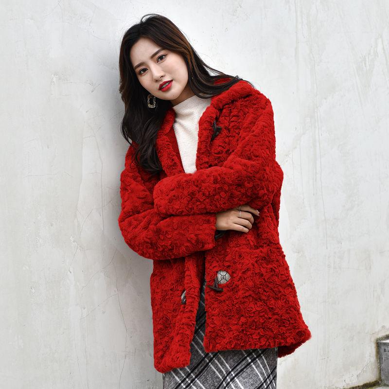 Осень-зима новая шуба женская средней длины из норки с начесом плюшевая шерстяная куртка