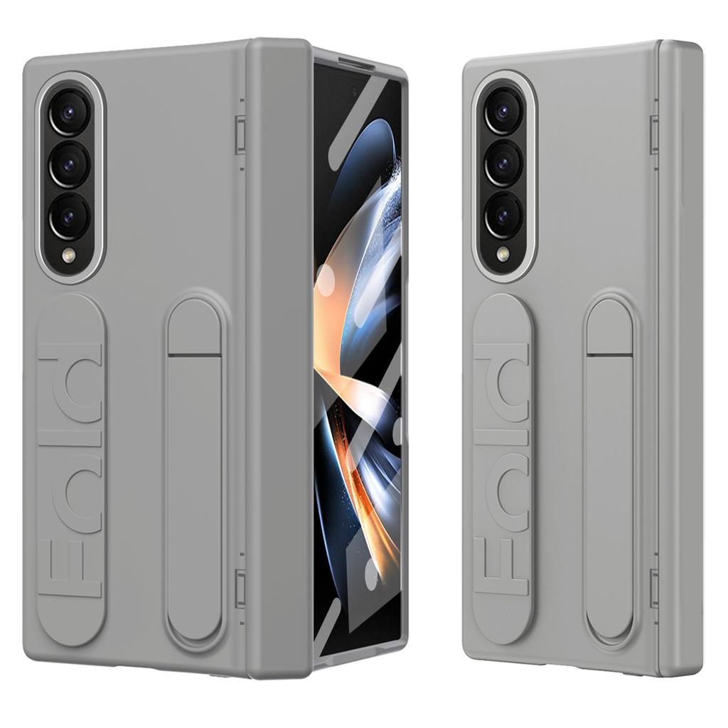 Чехол для Samsung Galaxy Z Fold4 5G с подставкой и ремешком на запястье, ПК чехол для телефона с защитной пленкой из закаленного стекла