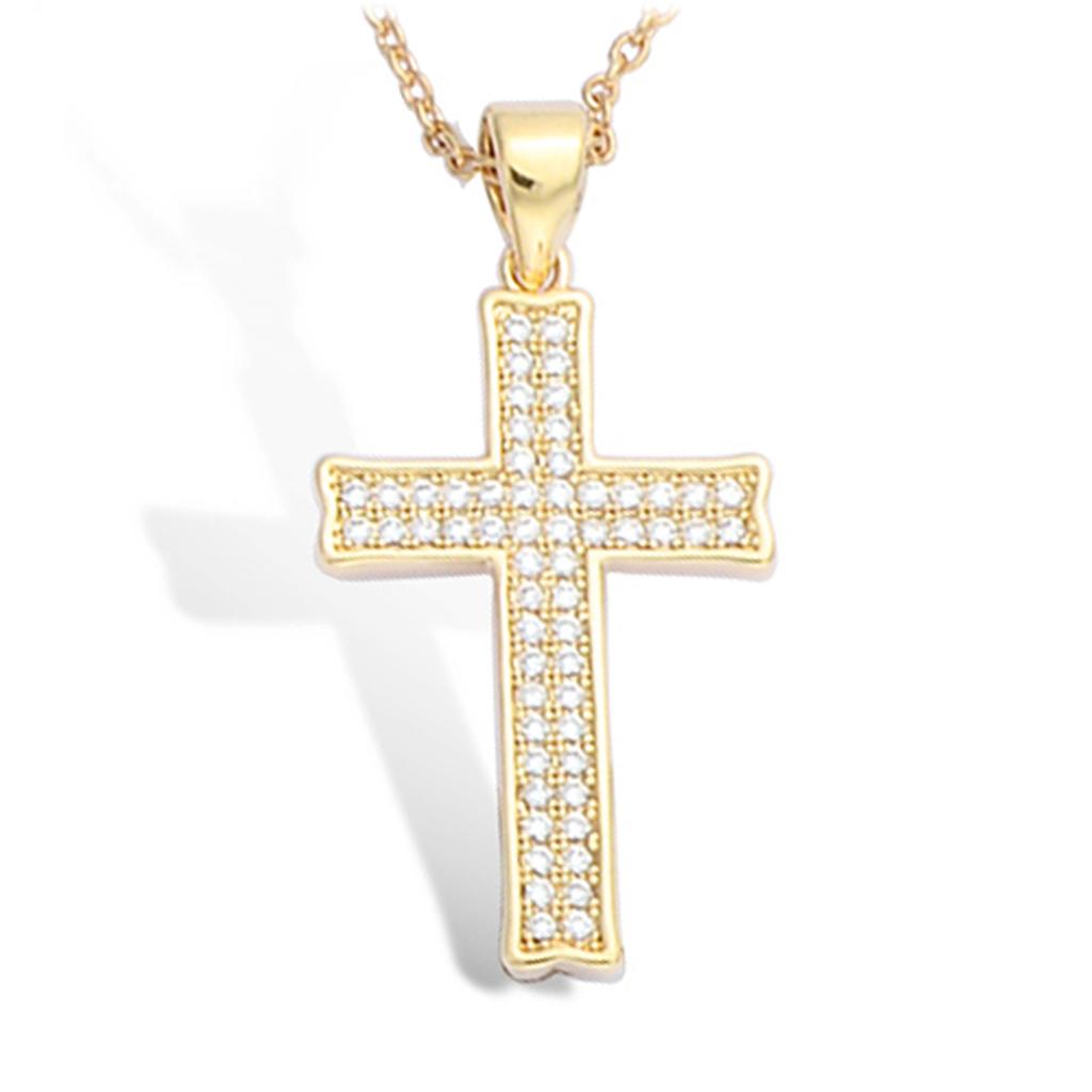 Les Trésors De Lily [L4645] - Gold Plated Pendant 'Cross' White Gold - 30x15 Mm