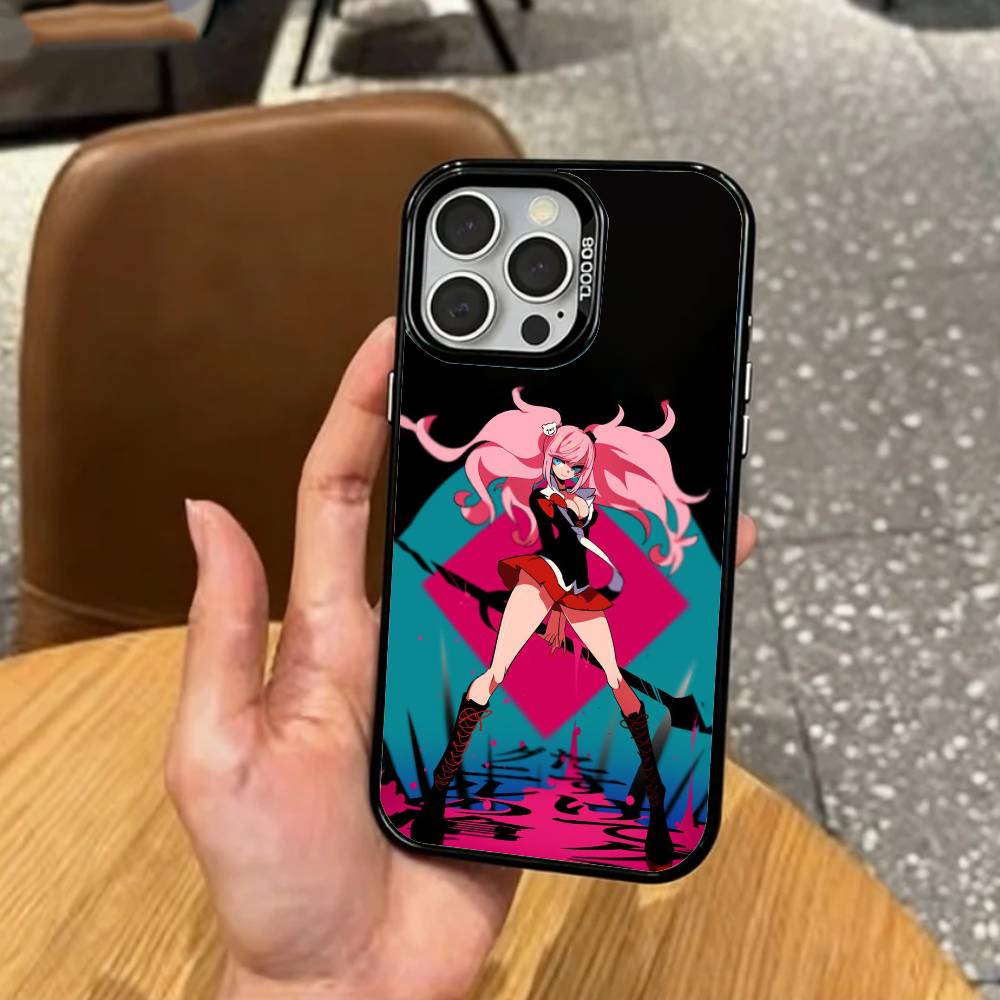 J-Junko E-Enoshima Anime Phone Case For iPhone17,16,15,14,13,12,11 Plus,Pro Max Colored Silver Plated Inside Cover