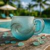 Sea Glass Wave Mug 300ml Elegant Ocean Wave Design Glass Cup With Handle For Home Coffee, Office & Beach House