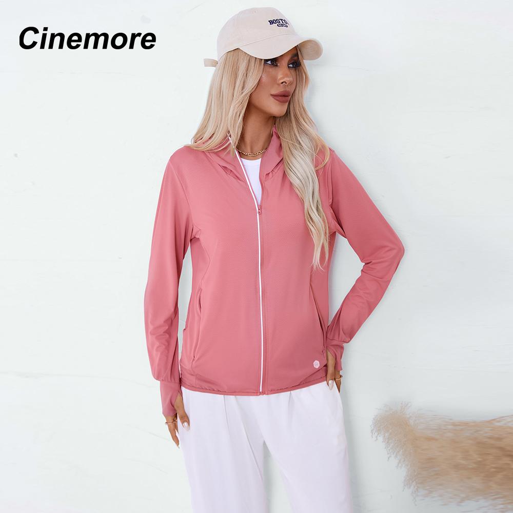 Cinemore Женская летняя модная тонкая солнцезащитная куртка с защитой от ультрафиолета, повседневная ветровка с капюшоном и длинными рукавами, ветрозащитное пальто, верхняя одежда