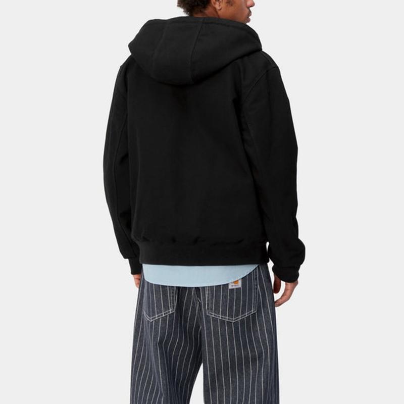 Carhartt WIP SS24 Активная куртка Классическая однотонная с логотипом С капюшоном На молнии С длинным рукавом Куртка Мужские куртки Черный I032939-89-01