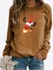 Autumn and Winter Women's Christmas Theme Printing Sweater Round Neck Long Sleeve Casual Sweatshirt Plus Size Top