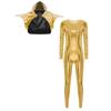 Womens Metallic Shiny Clubwear Long Sleeve Full Body Jumpsuit
