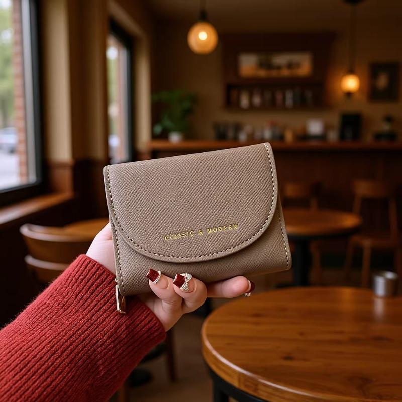 Женский Короткий Кошелек с Блокировкой RFID, Кошелек для Монет, Маленький Складной Держатель для Карт, Компактный Клатч-Кошелек с Карманом на Молнии