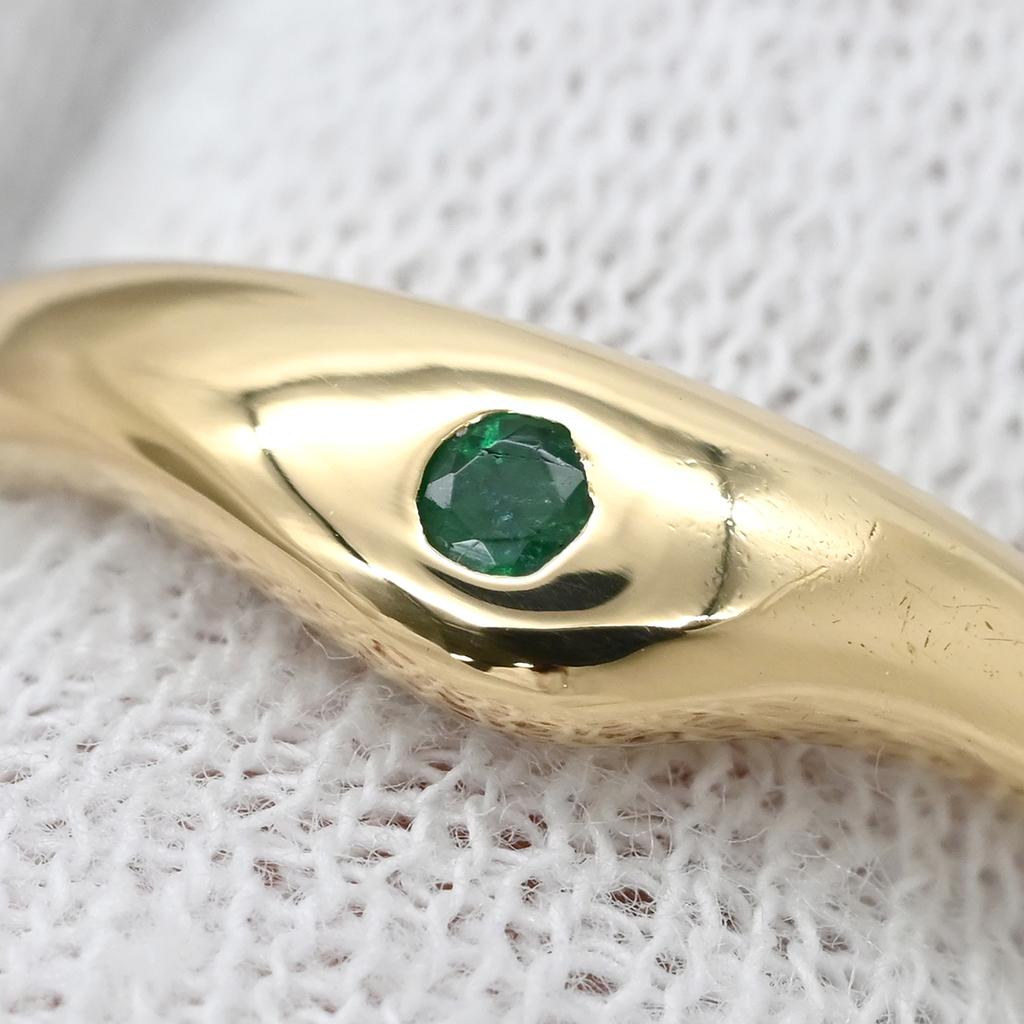 Tiffany & Co - Curved Band EmeraldRing ring 18K Yellow Gold/Emerald #10(JP Size) Array