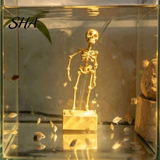 Safe PLA Reptile Habitat Accessory Dancing Skeleton Aquarium Bubbler Ornament, Air?Powered Moving Fish Tank Realistic Decor Decor, Underwater Funny