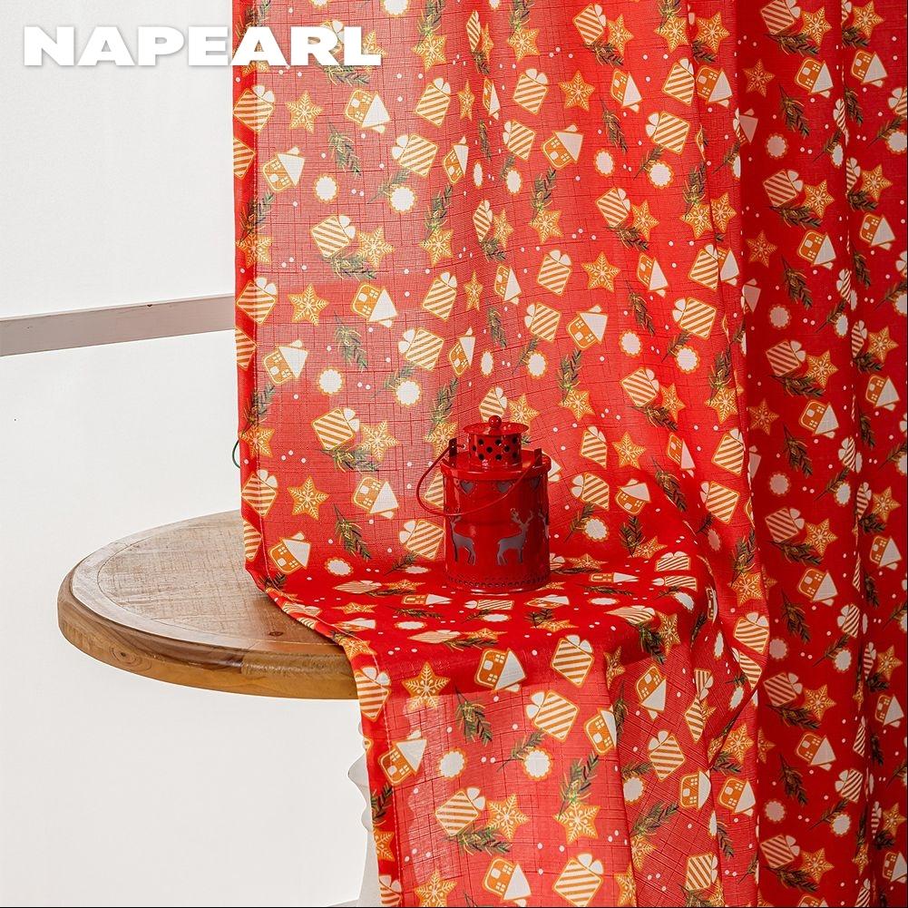 1 шт. шторы полублэкаут в рождественском стиле NAPEARL, красные шторы с мультяшным принтом для гостиной, спальни, балкона, окна, домашний декор